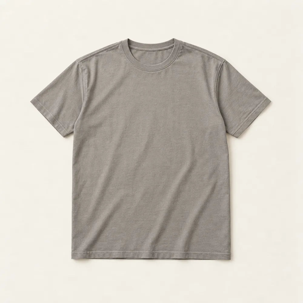 Stone-colored crewneck T-shirt concept