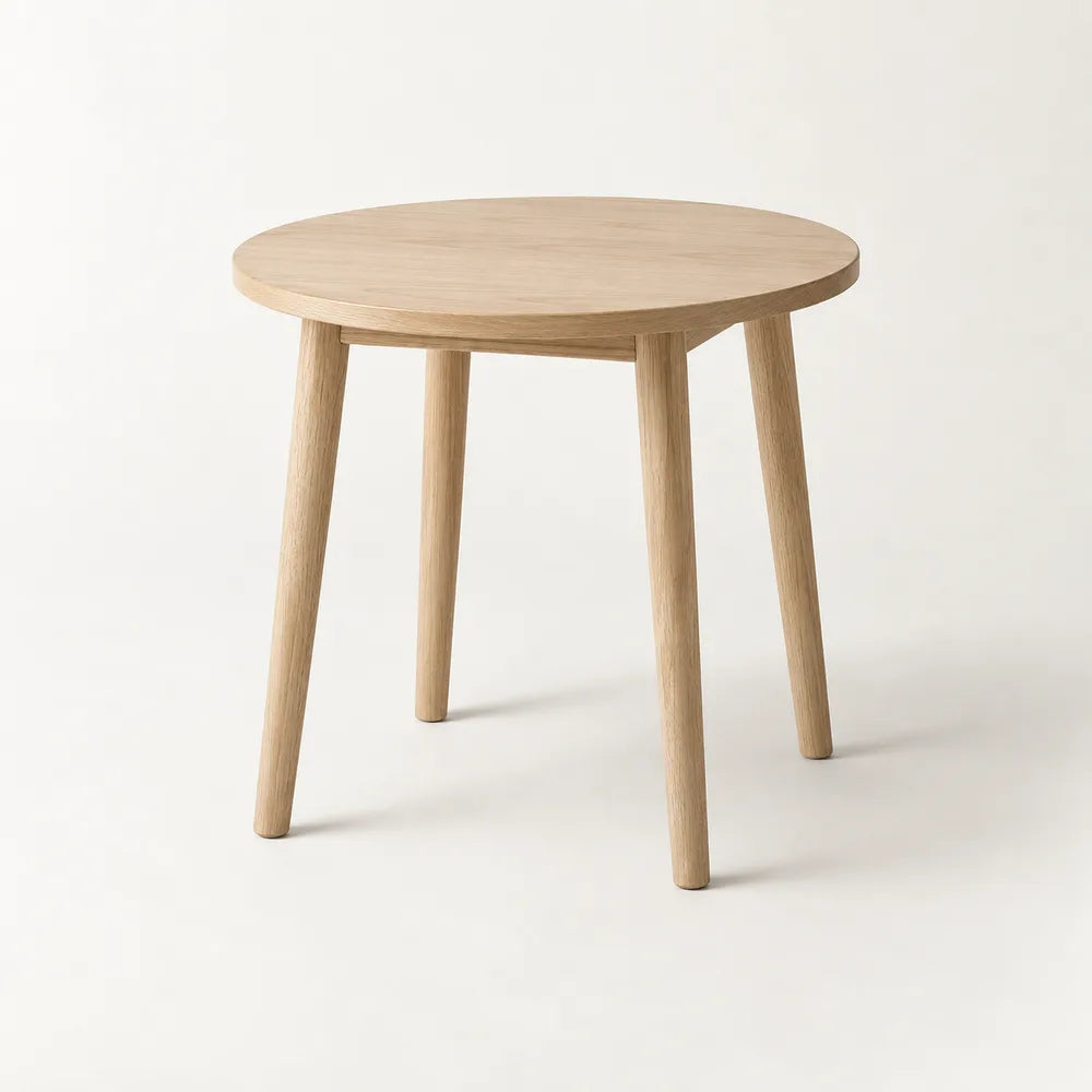 Round wood-toned side-table concept